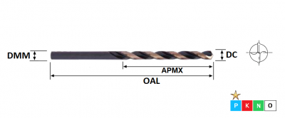 3.4mm HSS Two Tone Jobber Drill DIN338